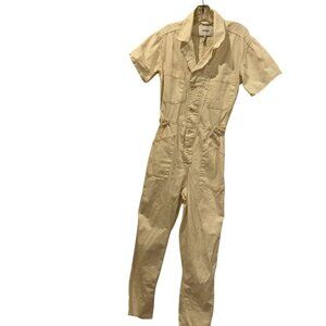 pistola anthropologie white cotton jumpsuit XS